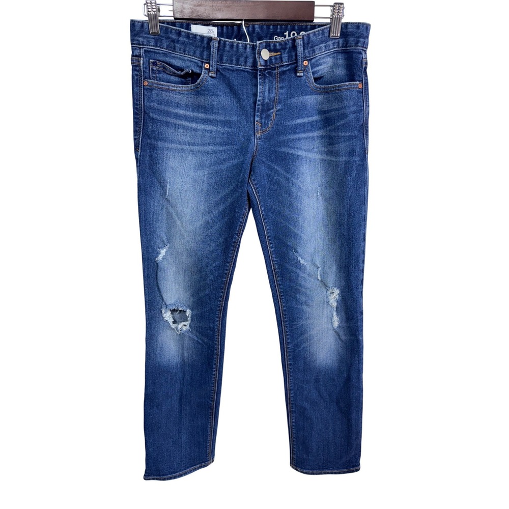 Gap 28s Blue Jeans Women's Real Straight Distressed Denim